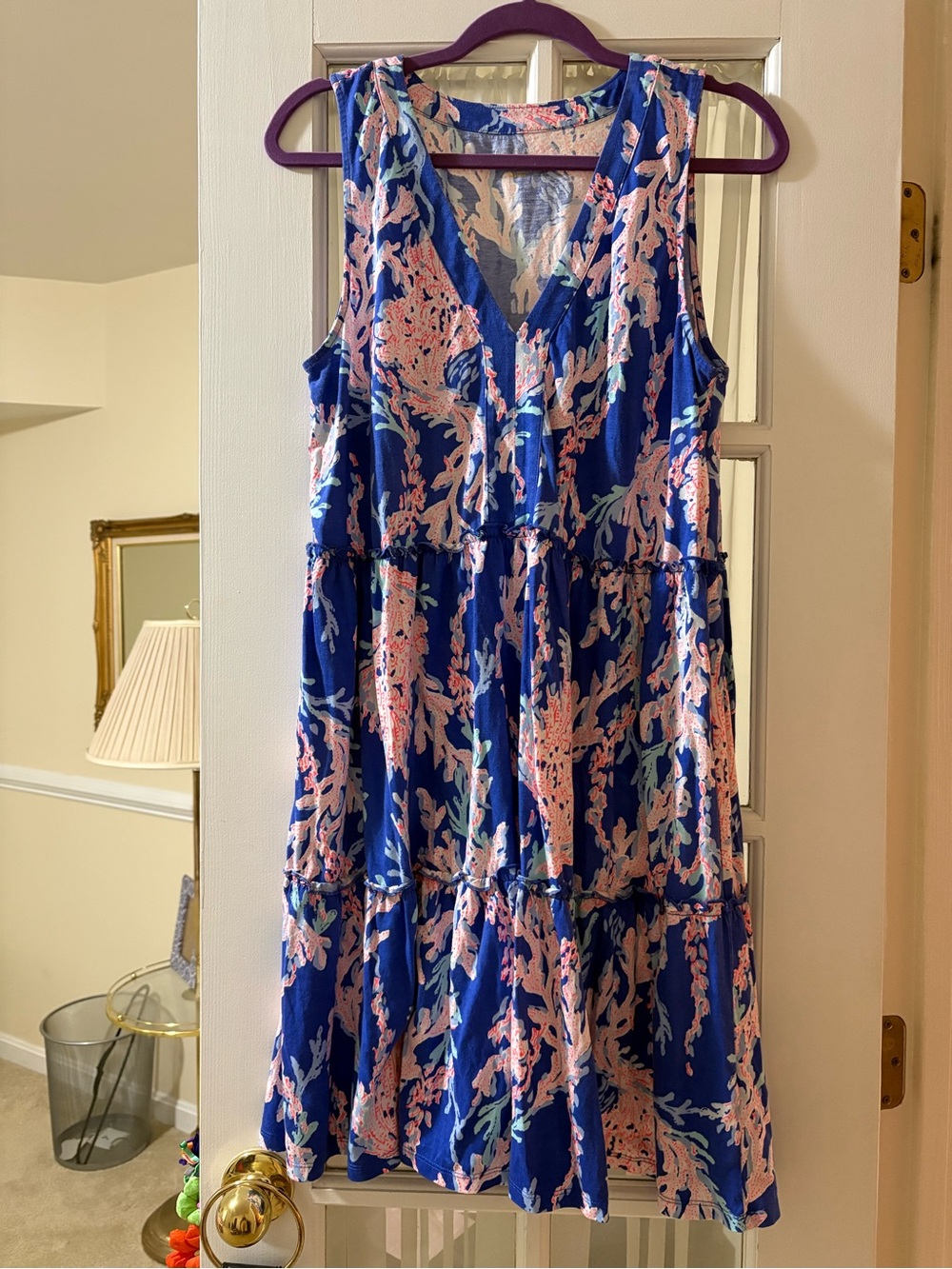 Lilly Pulitzer Blue Dress with Pink Coral Print